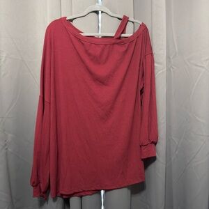 Pink Asymmetrical Long Sleeve Blouse